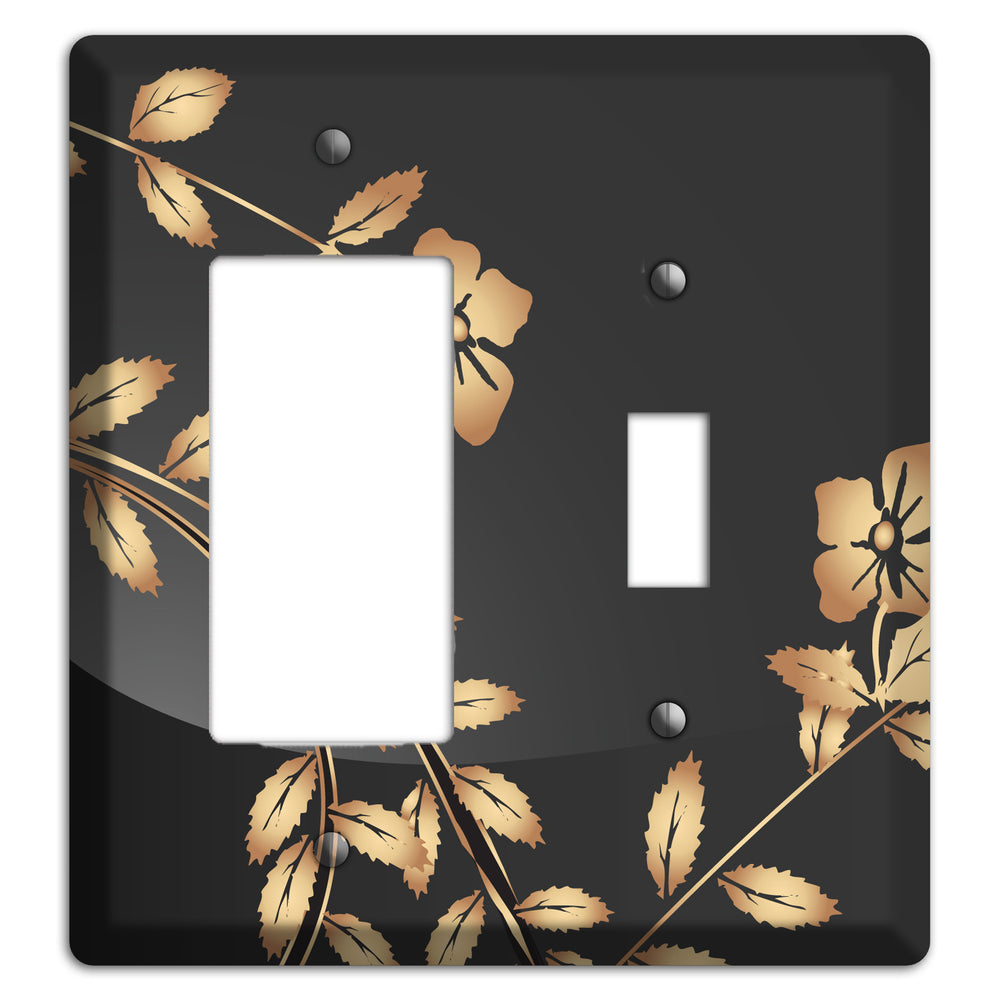 Black Sprig Rocker / Toggle Wallplate