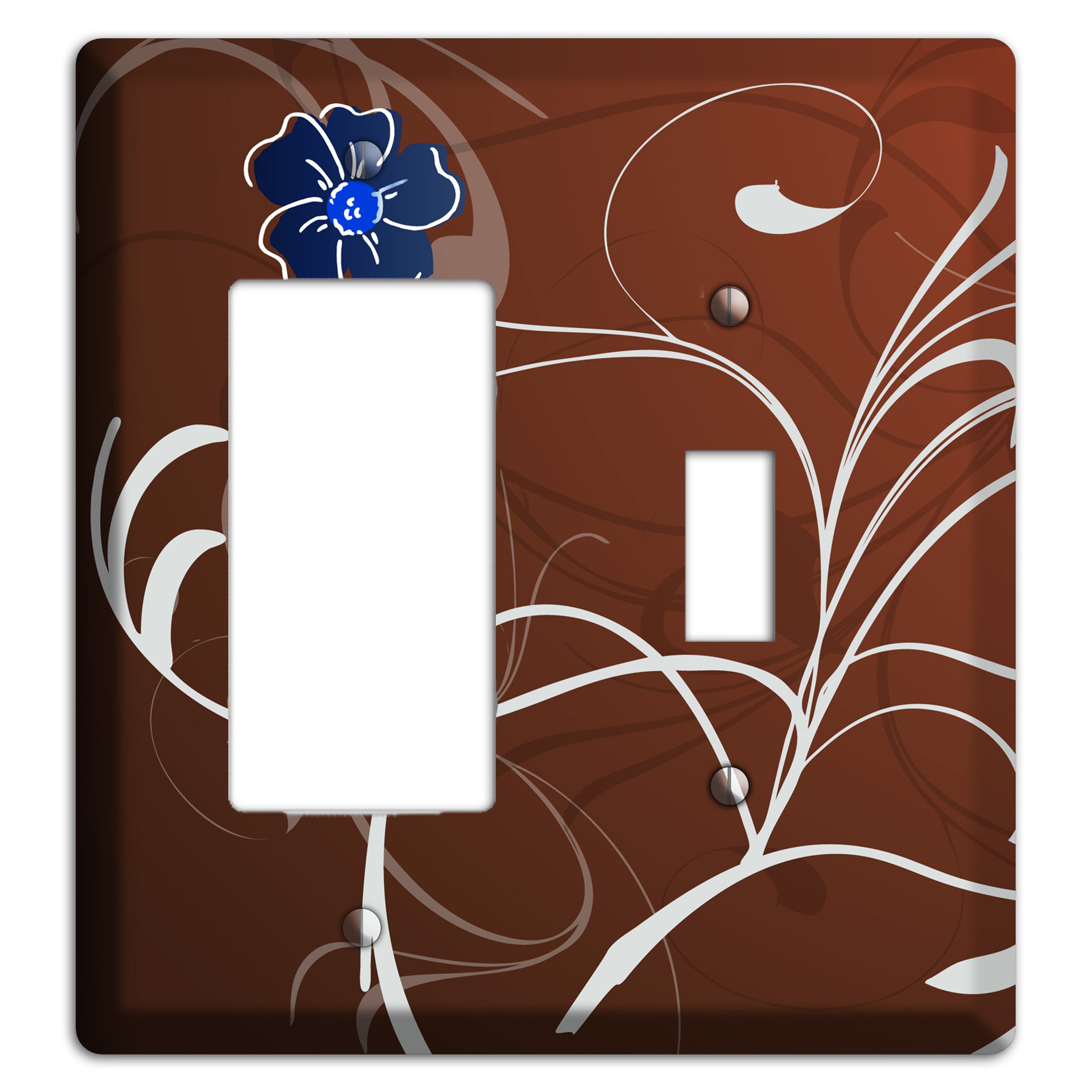 Brown Flower with Swirl Rocker / Toggle Wallplate
