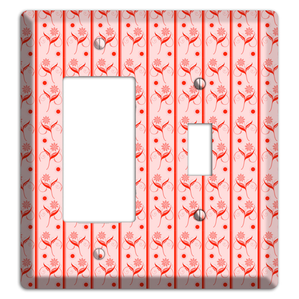 Salmon Floral Pattern Rocker / Toggle Wallplate
