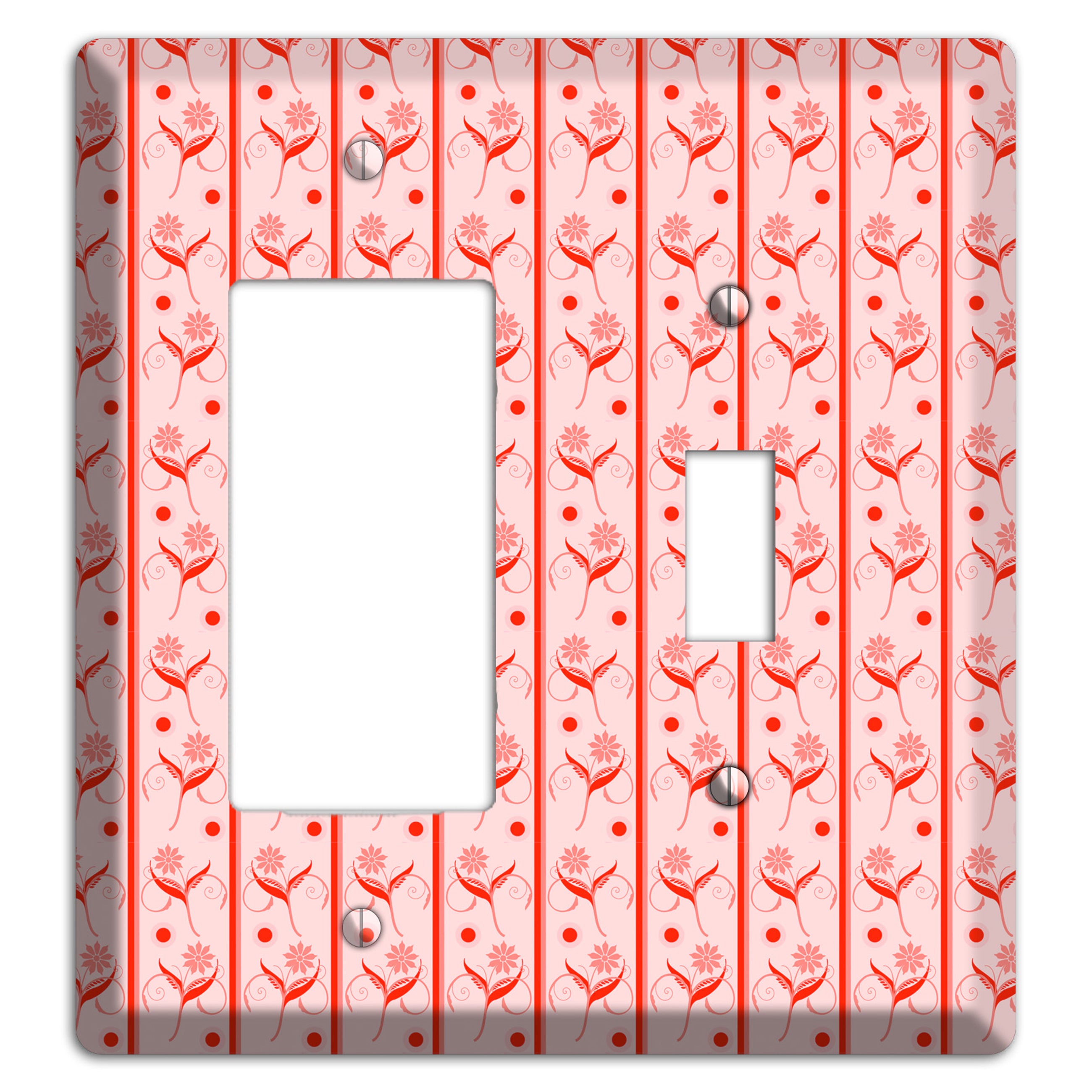 Salmon Floral Pattern Rocker / Toggle Wallplate