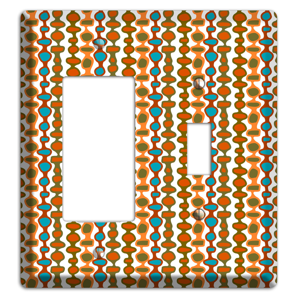 Multi Umber and Dusty Blue Bead and Reel Rocker / Toggle Wallplate