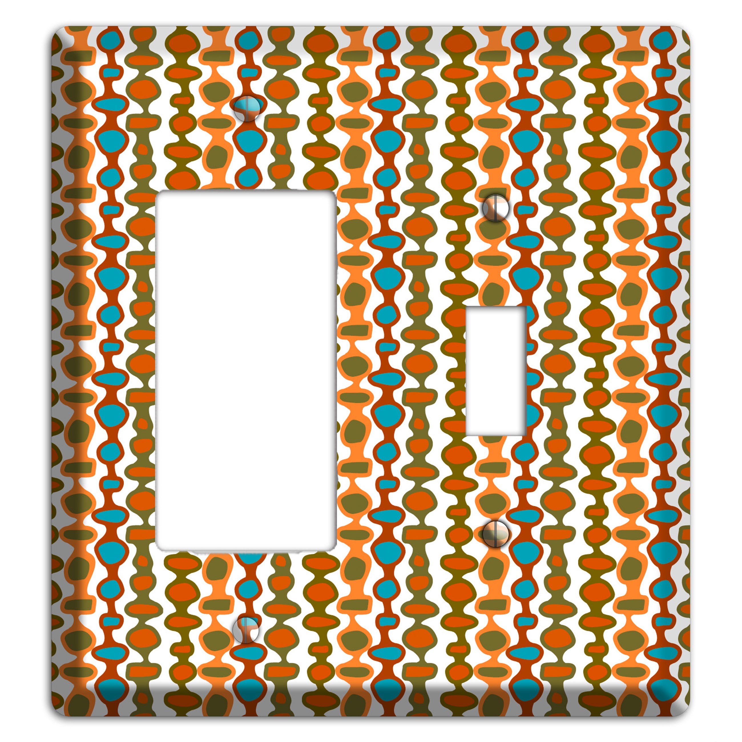 Multi Umber and Dusty Blue Bead and Reel Rocker / Toggle Wallplate