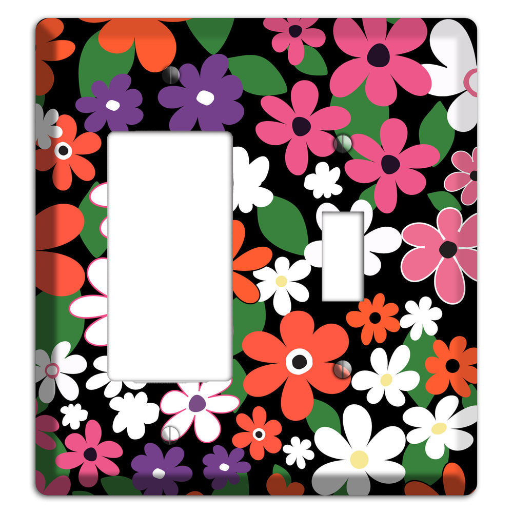 Hippie Flowers Rocker / Toggle Wallplate