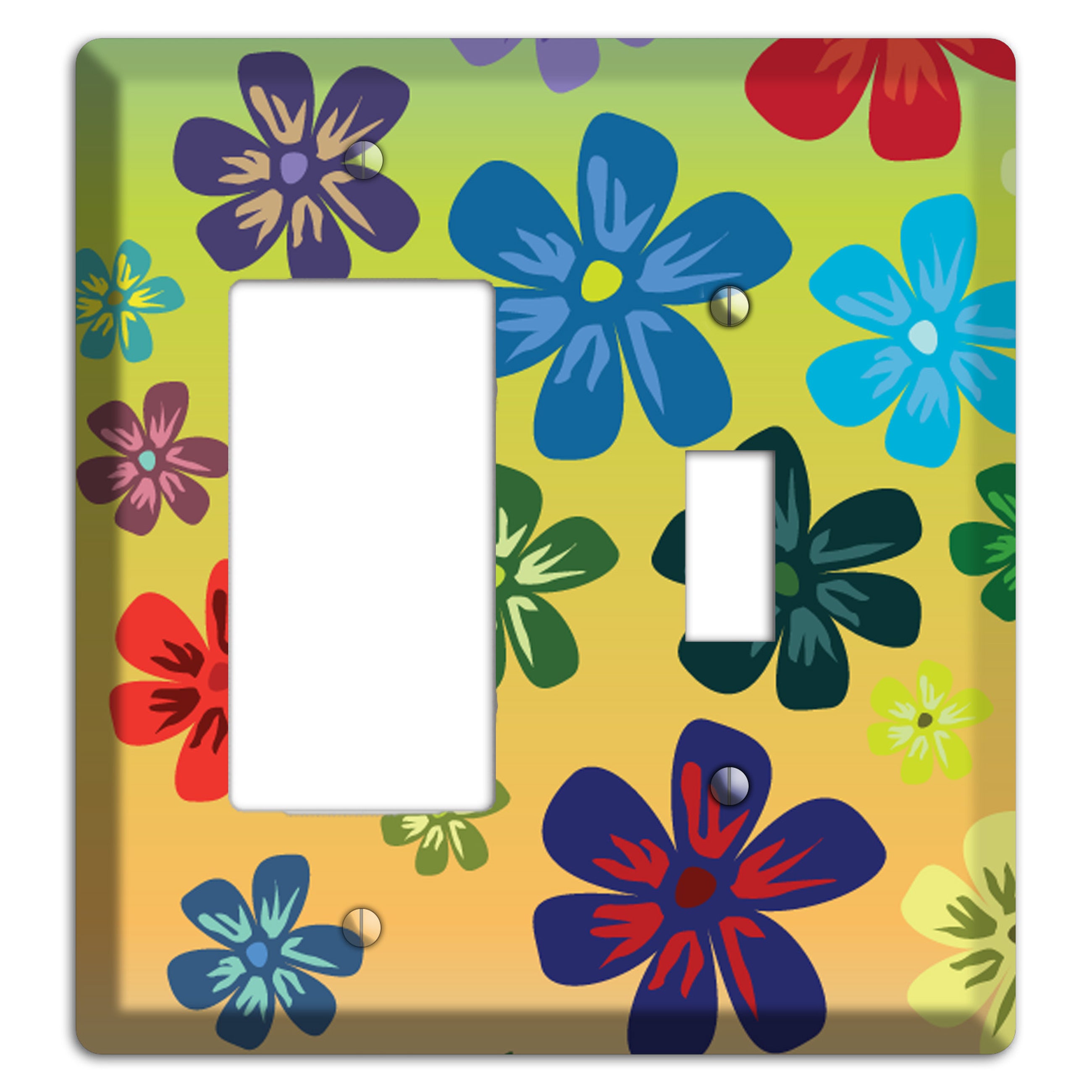 Black Flowers Rocker / Toggle Wallplate