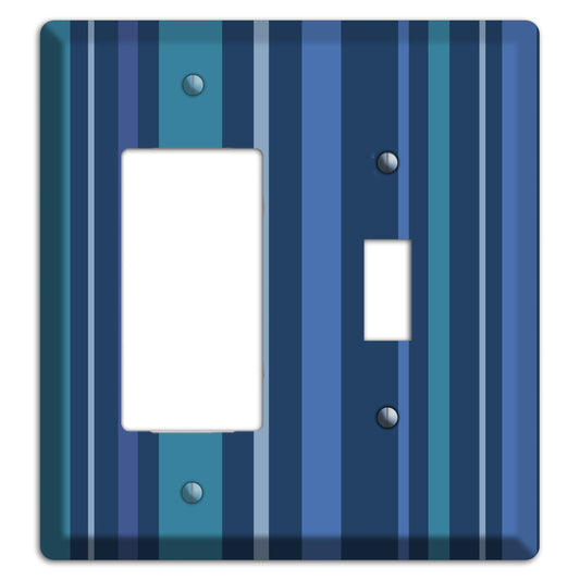 Multi Blue Vertical Stripes Rocker / Toggle Wallplate