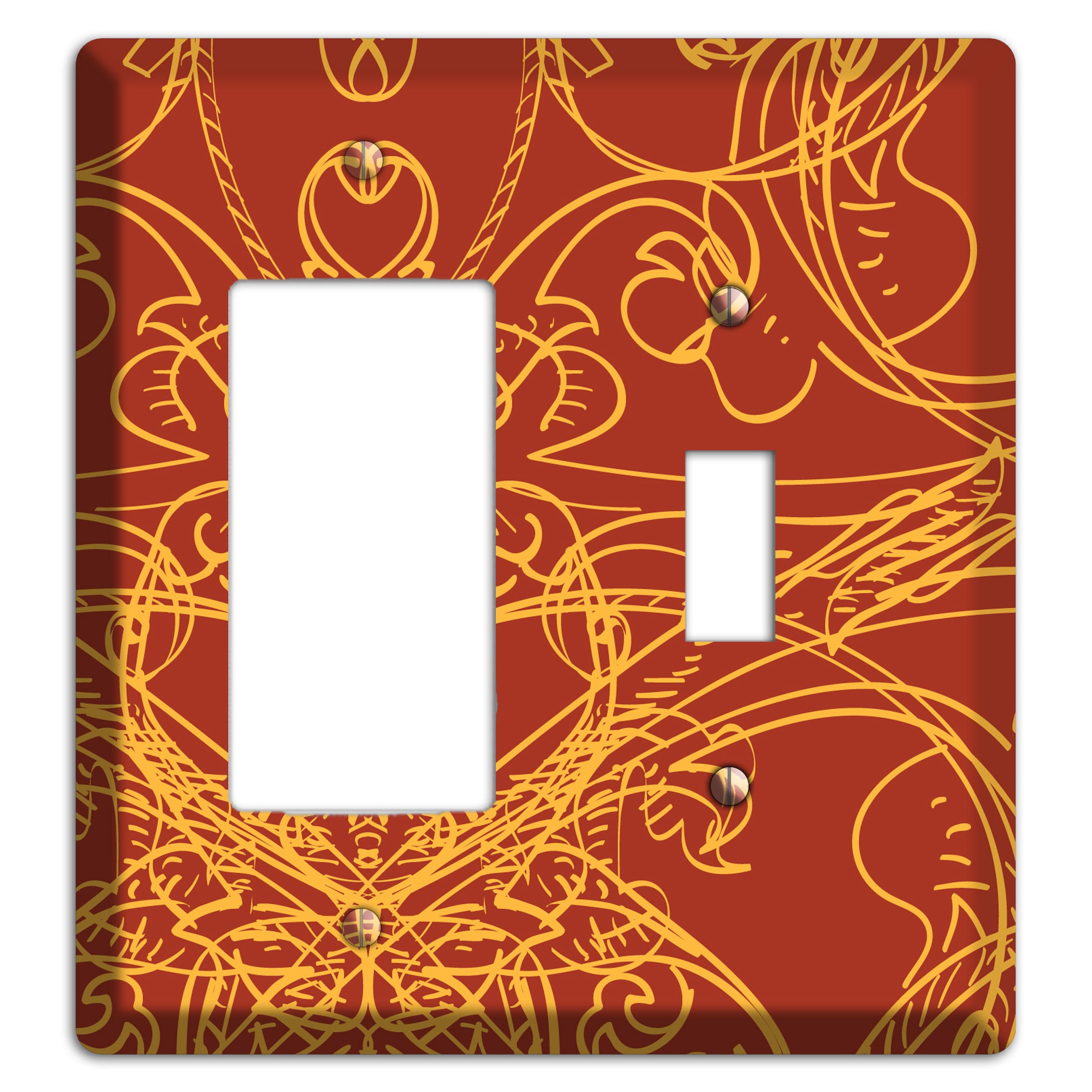 Red Deco Sketch Rocker / Toggle Wallplate
