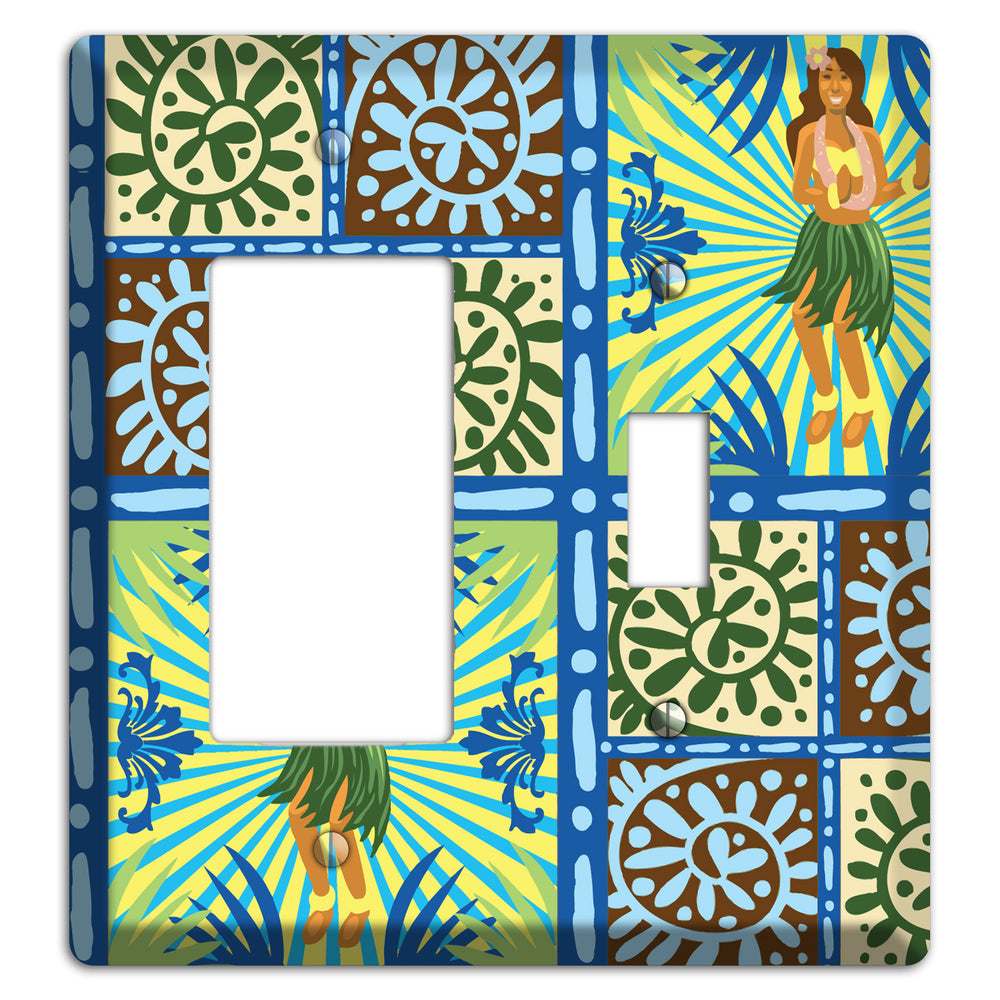 Blue and Green Hula Rocker / Toggle Wallplate