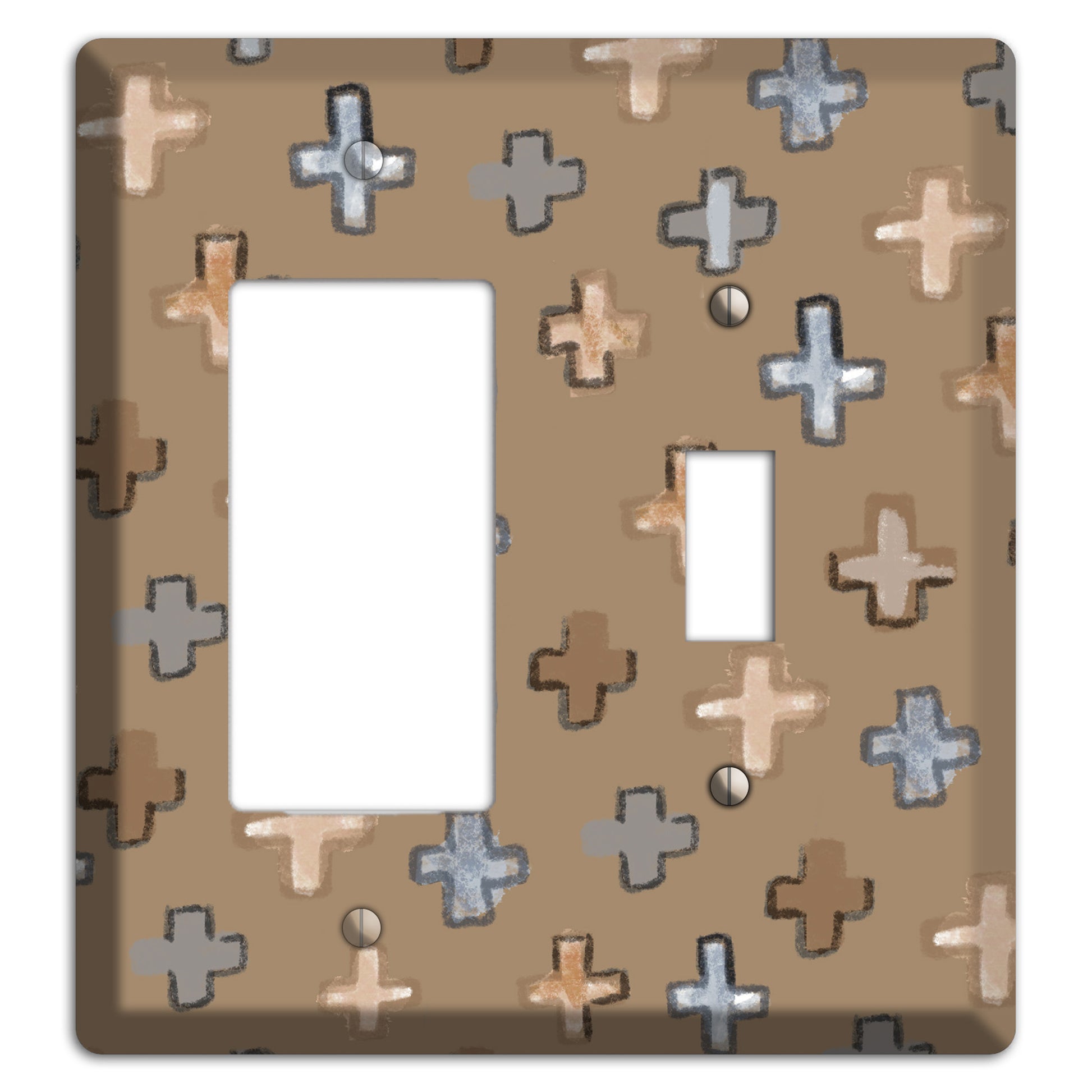 Brown Plus Signs Rocker / Toggle Wallplate