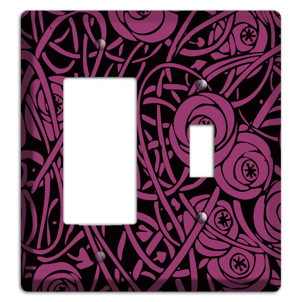 Fuschia Deco Floral Rocker / Toggle Wallplate