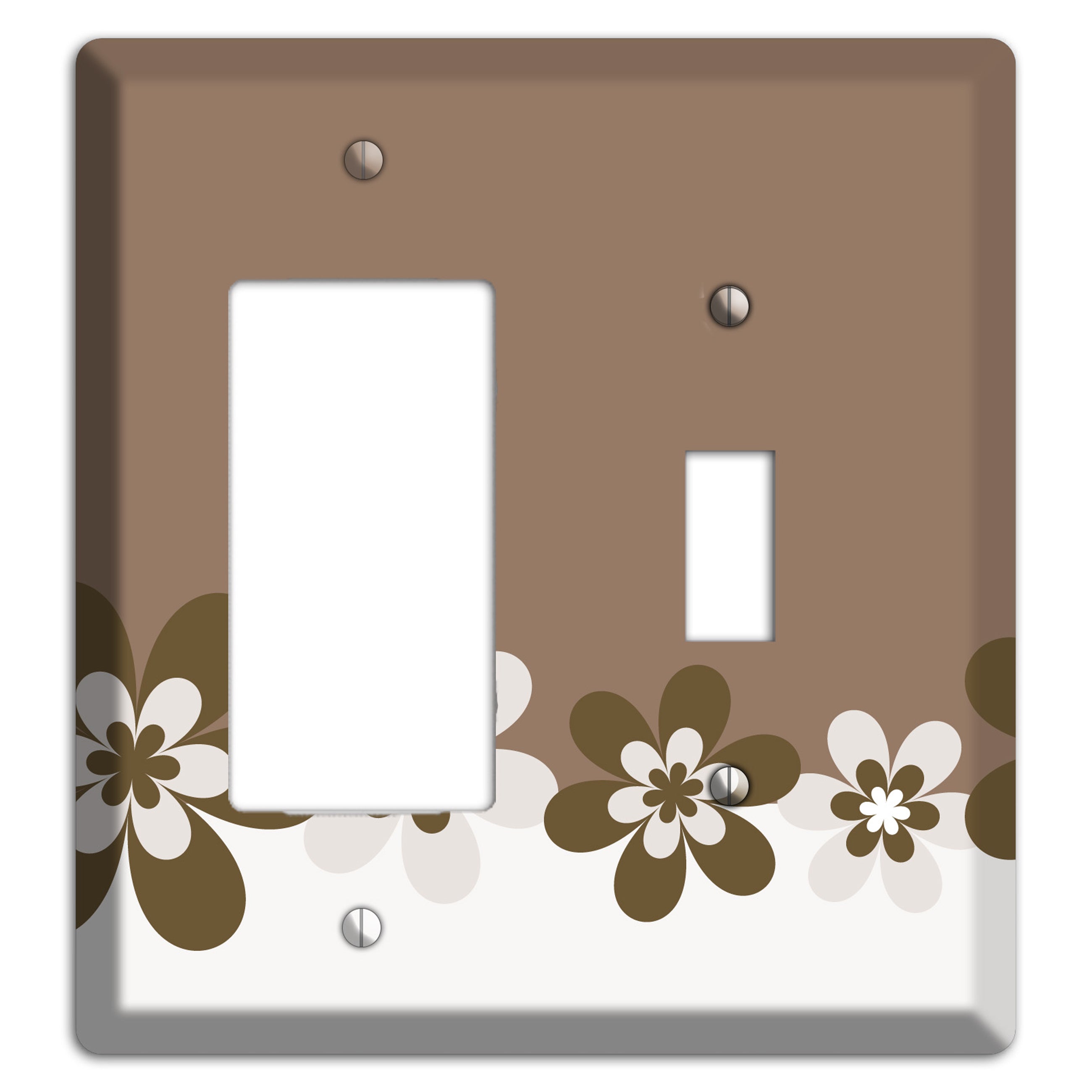 Brown Hippie Flowers Rocker / Toggle Wallplate