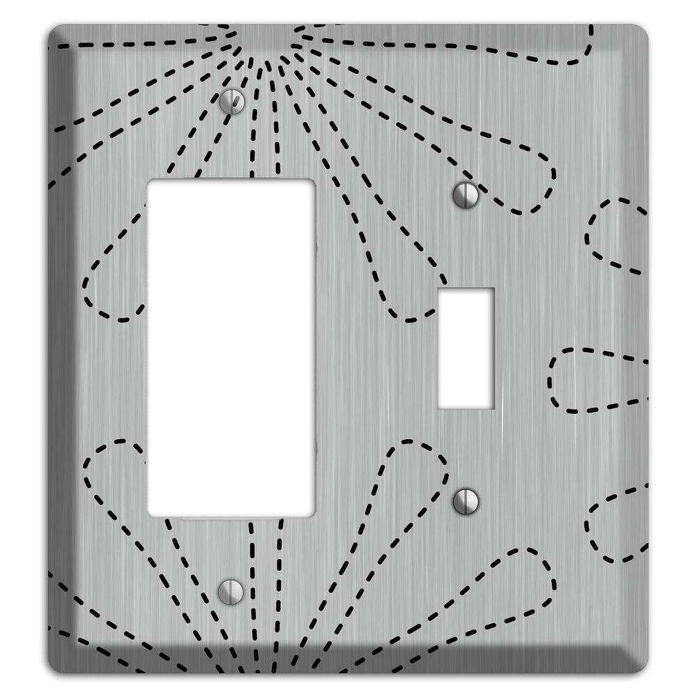 Retro Stipple Floral Stainless Steel Rocker / Toggle Wallplate