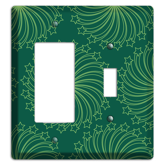 Multi Green Star Swirl Rocker / Toggle Wallplate