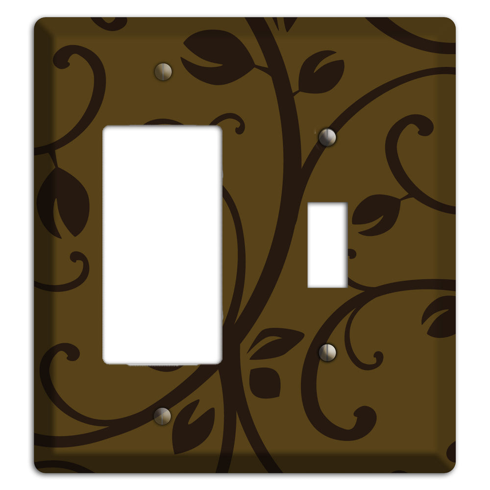 Brown Bud Sprig Rocker / Toggle Wallplate