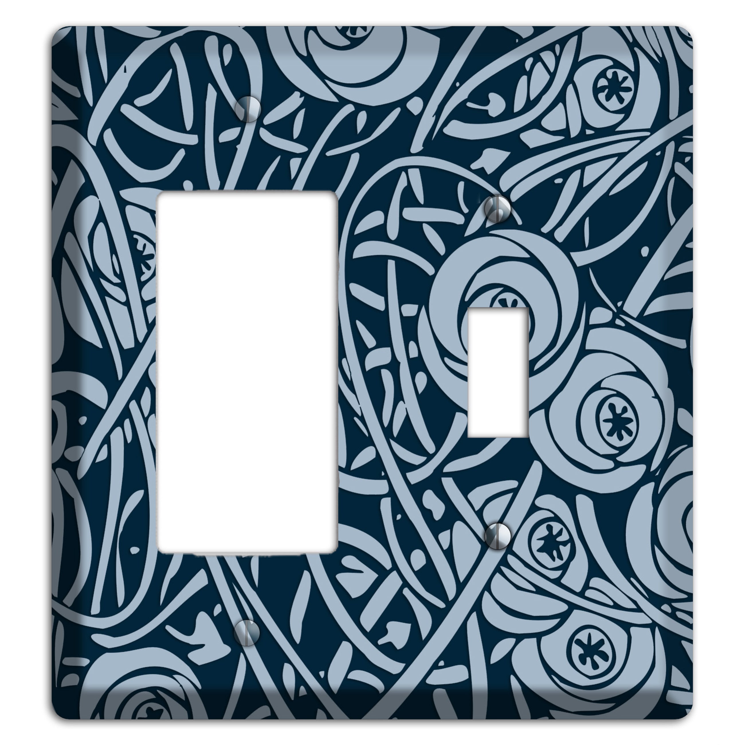 Navy Abstract Floral Rocker / Toggle Wallplate