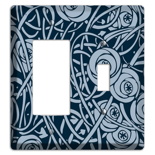 Navy Abstract Floral Rocker / Toggle Wallplate