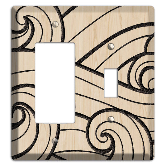 Abstract Curl Wood Lasered Rocker / Toggle Wallplate