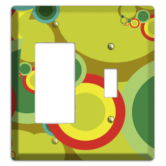 Green and Yellow Abstract Circles Rocker / Toggle Wallplate