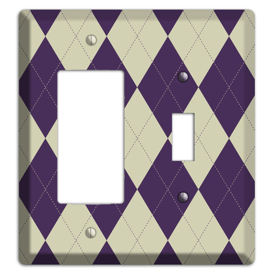 Purple and Tan Argyle Rocker / Toggle Wallplate