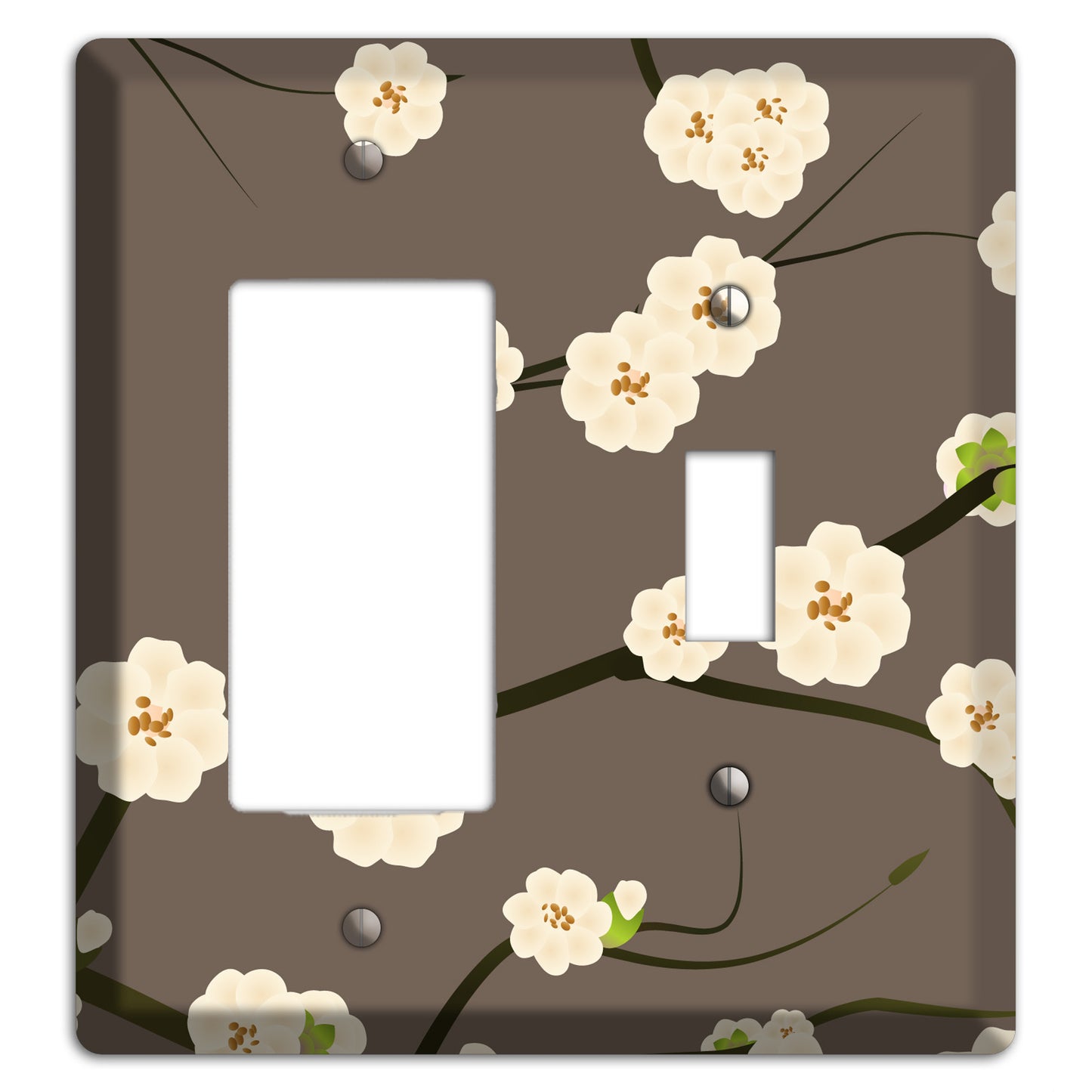 Yellow and Brown Cherry Blossoms Rocker / Toggle Wallplate