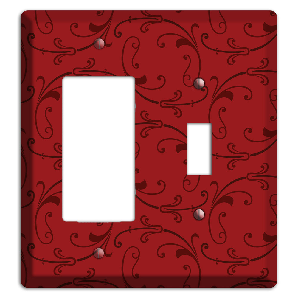 Red Victorian Sprig Rocker / Toggle Wallplate