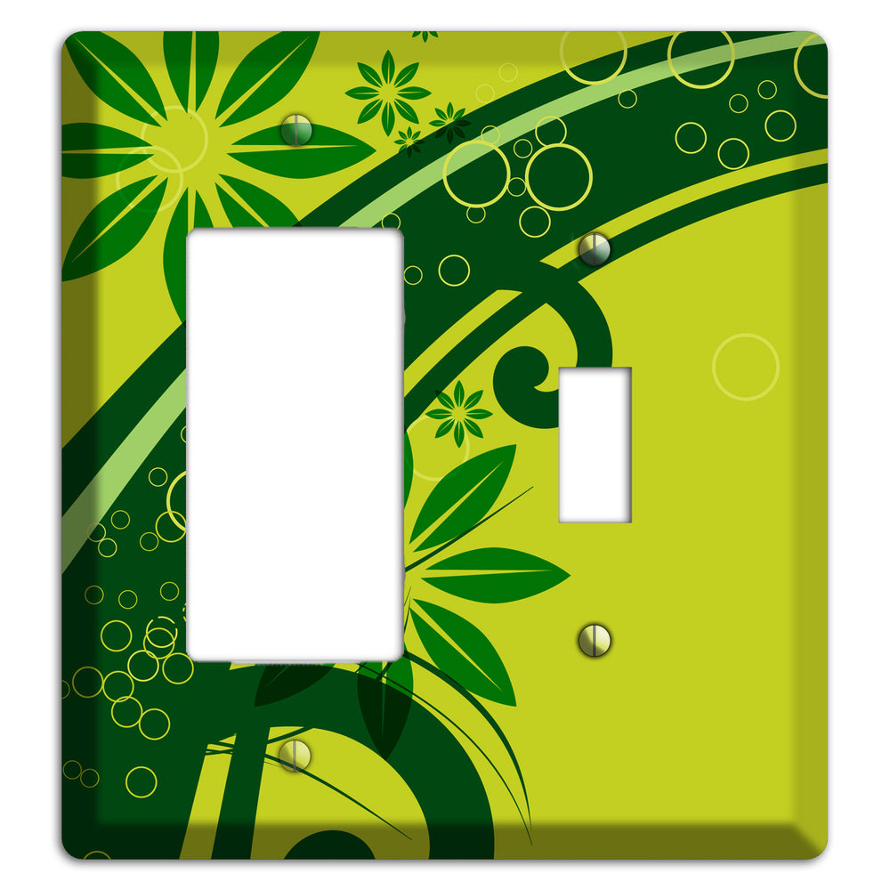 Green Retro Floral Rocker / Toggle Wallplate
