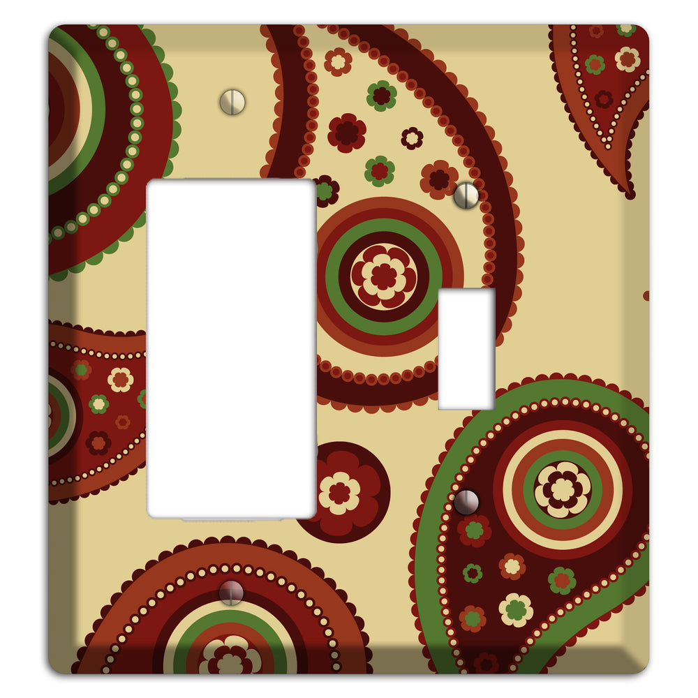 Beige Paisley Rocker / Toggle Wallplate