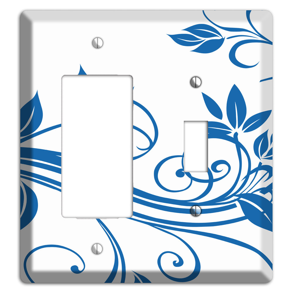 Black and White Sprig Rocker / Toggle Wallplate