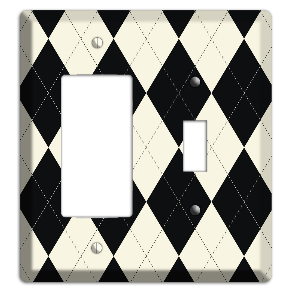 Black and Tan Argyle Rocker / Toggle Wallplate