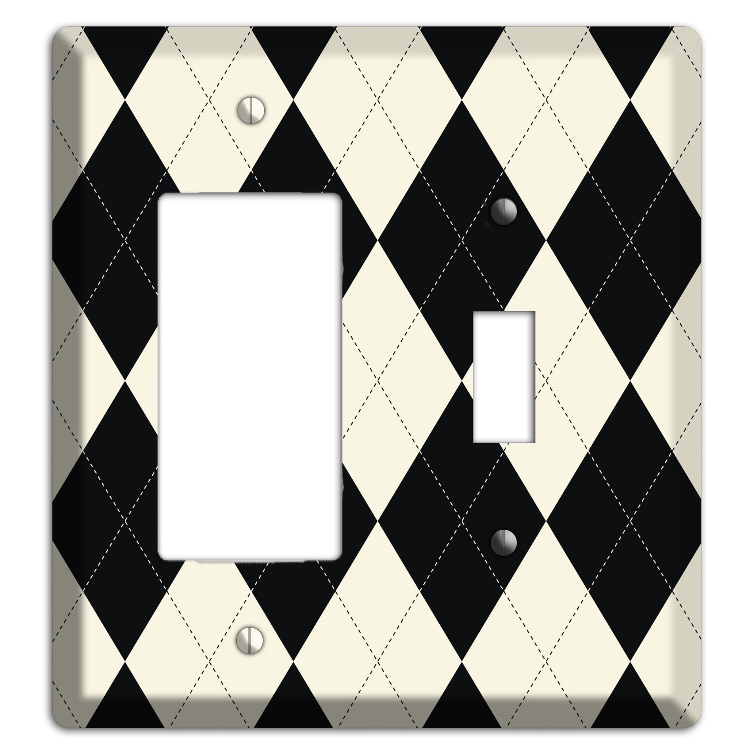 Black and Tan Argyle Rocker / Toggle Wallplate