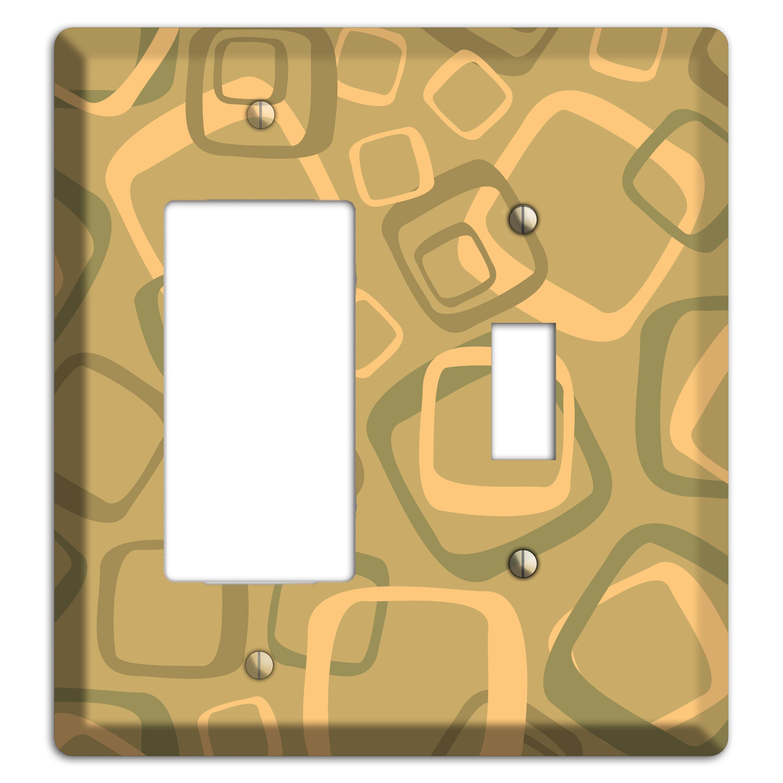 Multi Olive Random Retro Squares Rocker / Toggle Wallplate