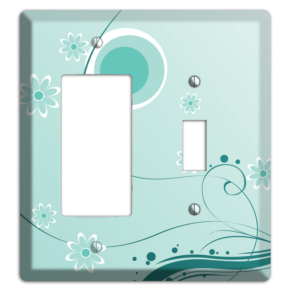 Light Green Floral Rocker / Toggle Wallplate