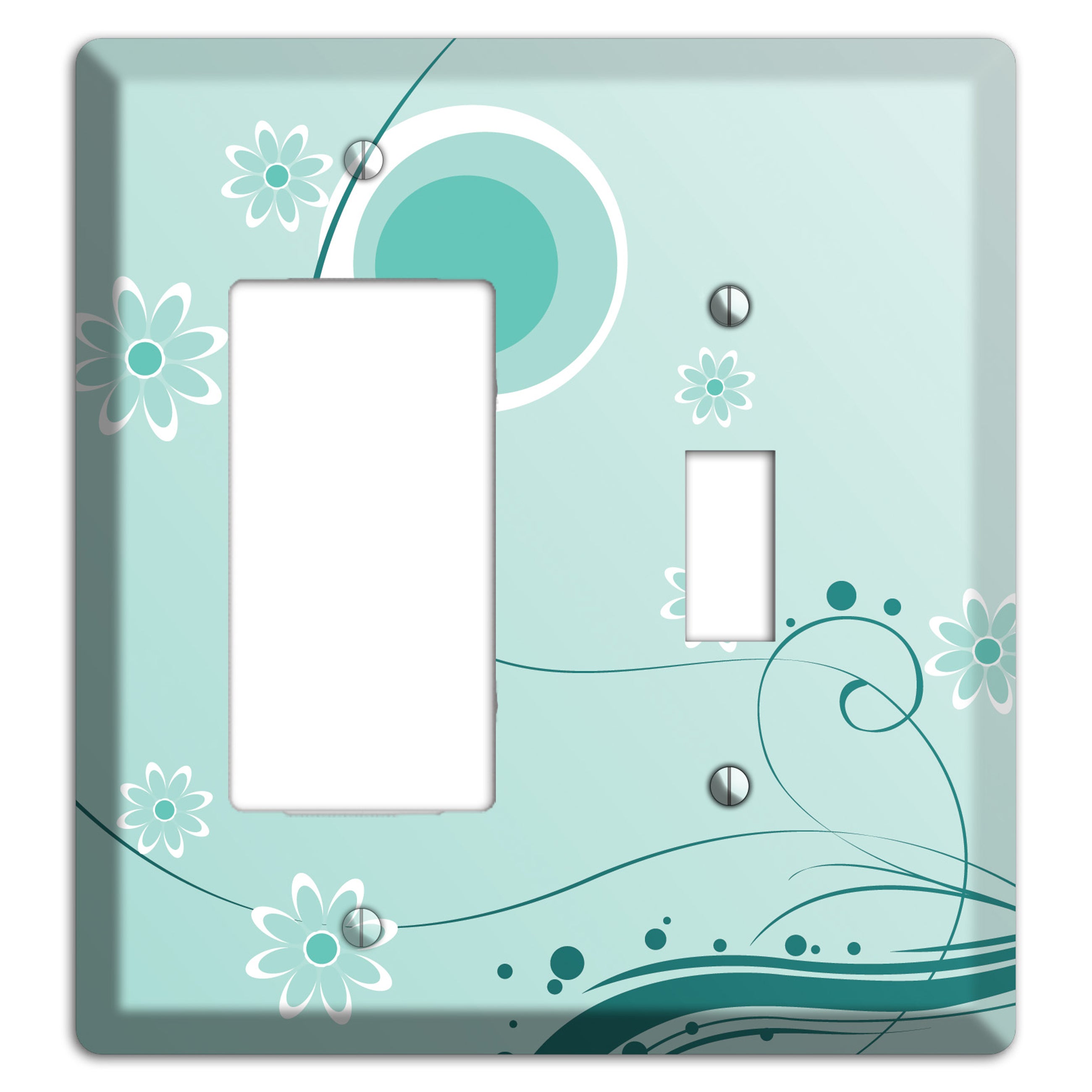 Light Green Floral Rocker / Toggle Wallplate