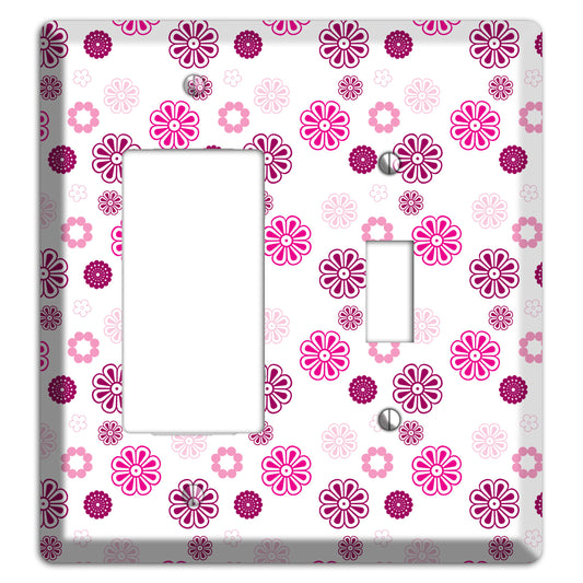 Maroon and Pink Retro Floral Rocker / Toggle Wallplate