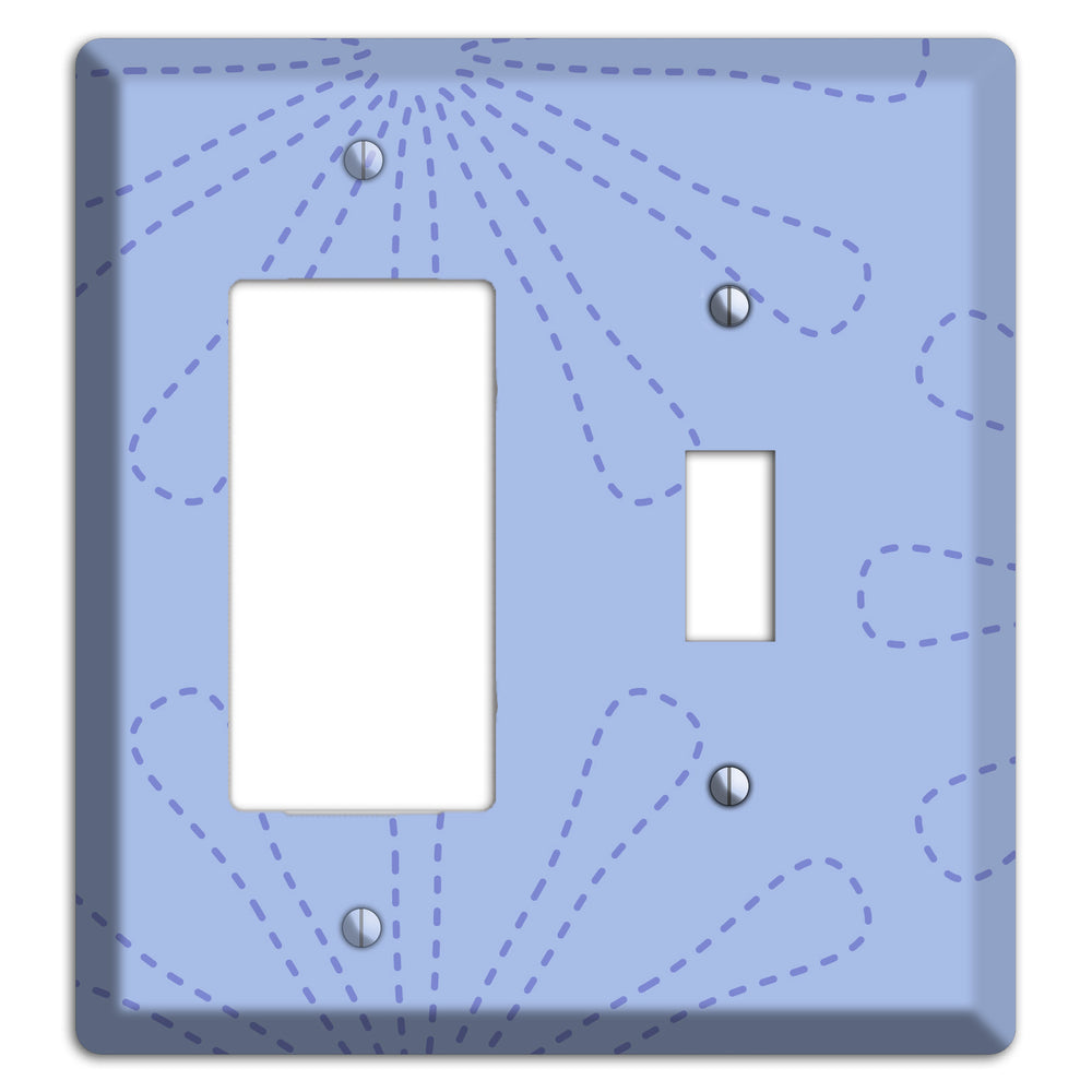 Periwinkle Retro Stipple Floral Contour Rocker / Toggle Wallplate