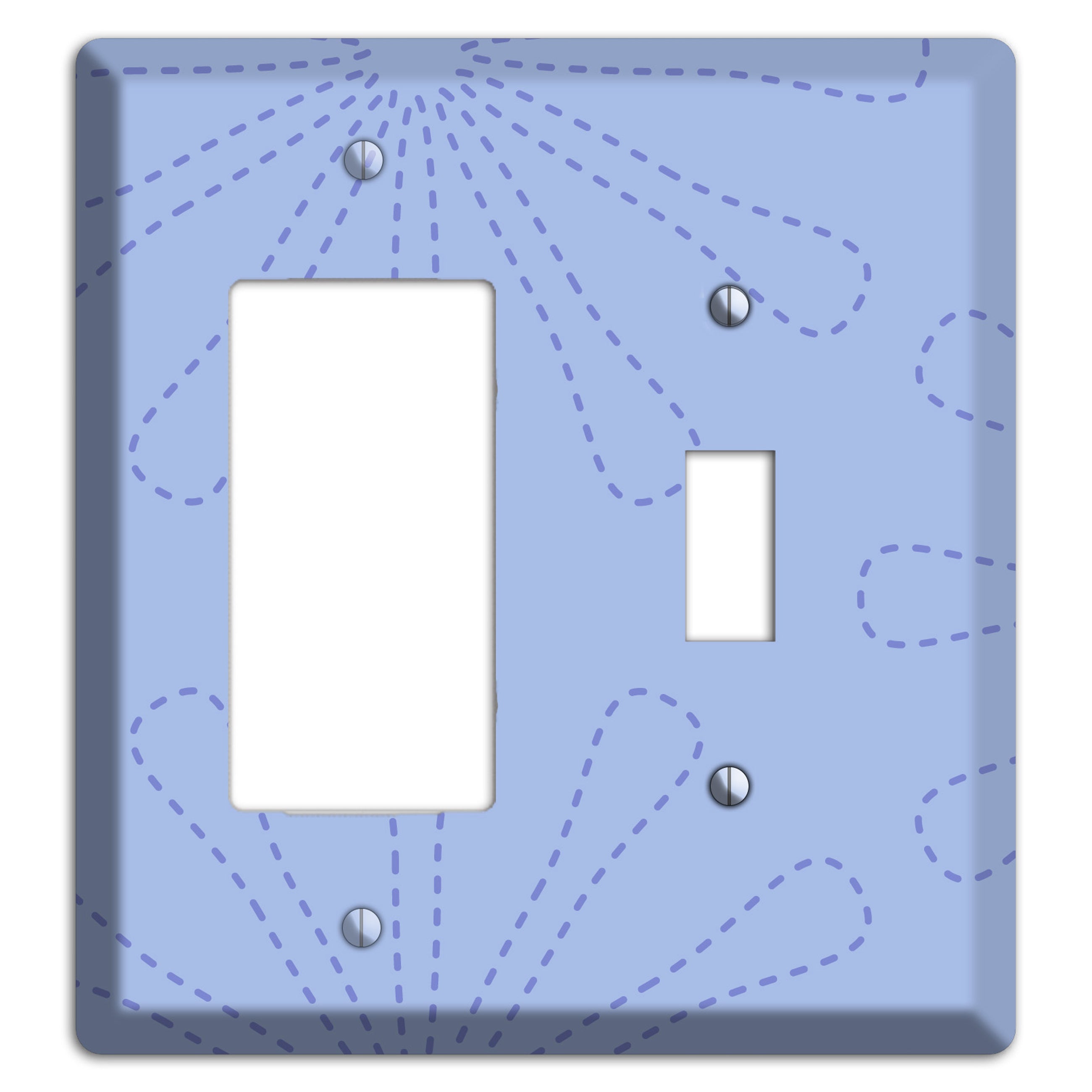 Periwinkle Retro Stipple Floral Contour Rocker / Toggle Wallplate