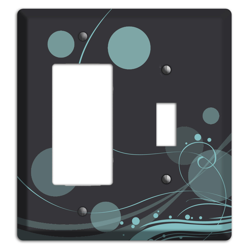 Dark Grey with Blue-grey Dots and Swirls Rocker / Toggle Wallplate