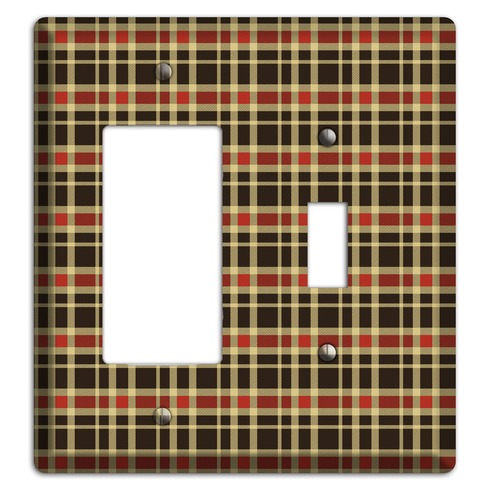 Maroon and Black Plaid Rocker / Toggle Wallplate