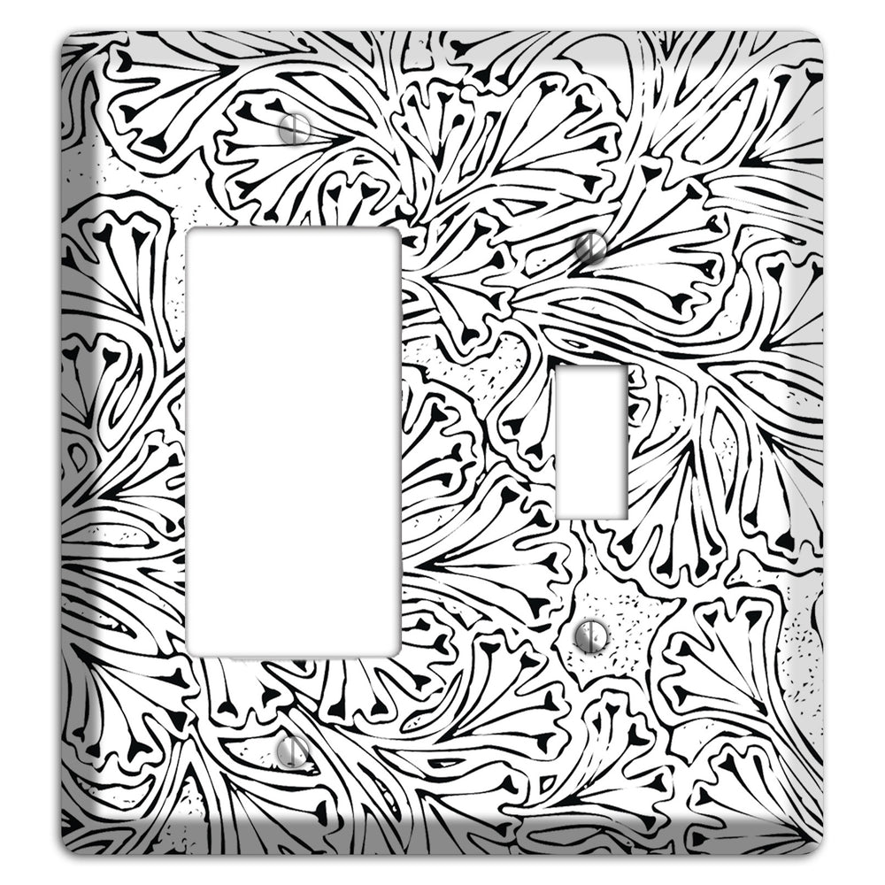 Deco Aqua Interlocking Floral Rocker / Toggle Wallplate