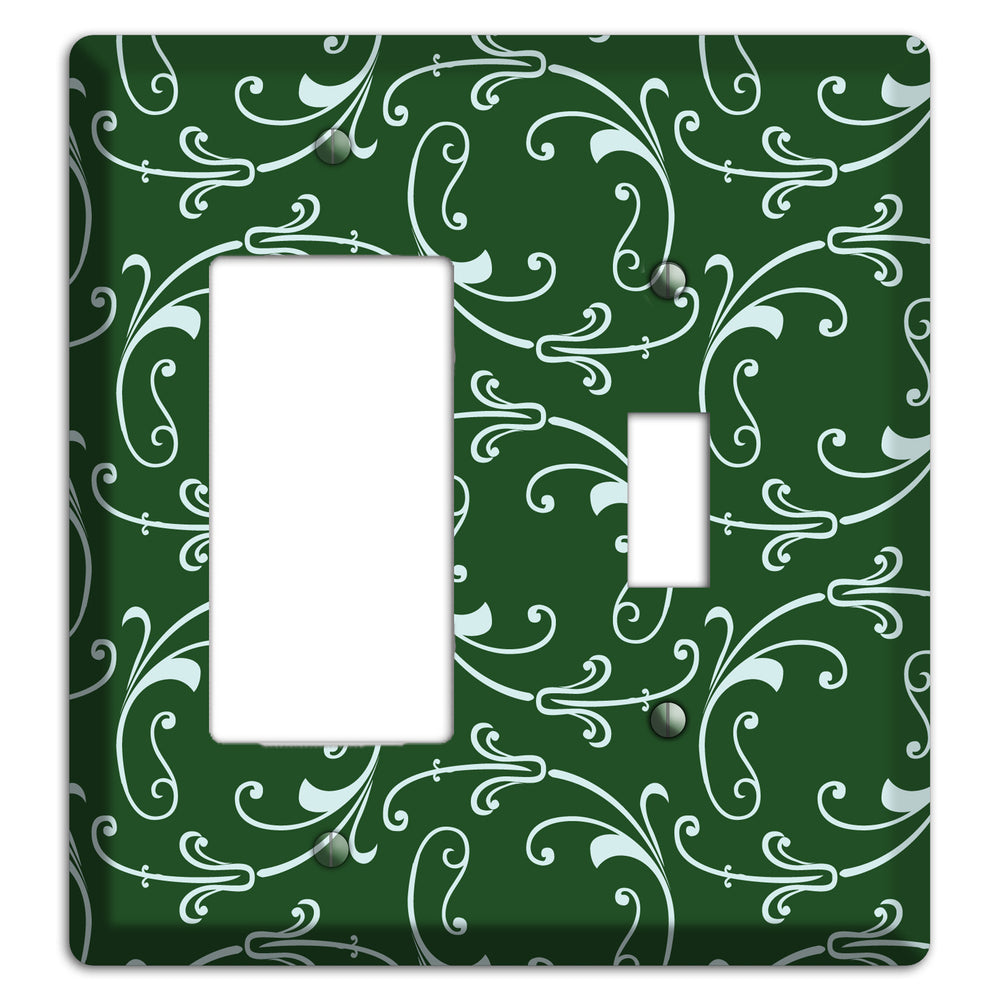 Green Victorian Sprig Rocker / Toggle Wallplate