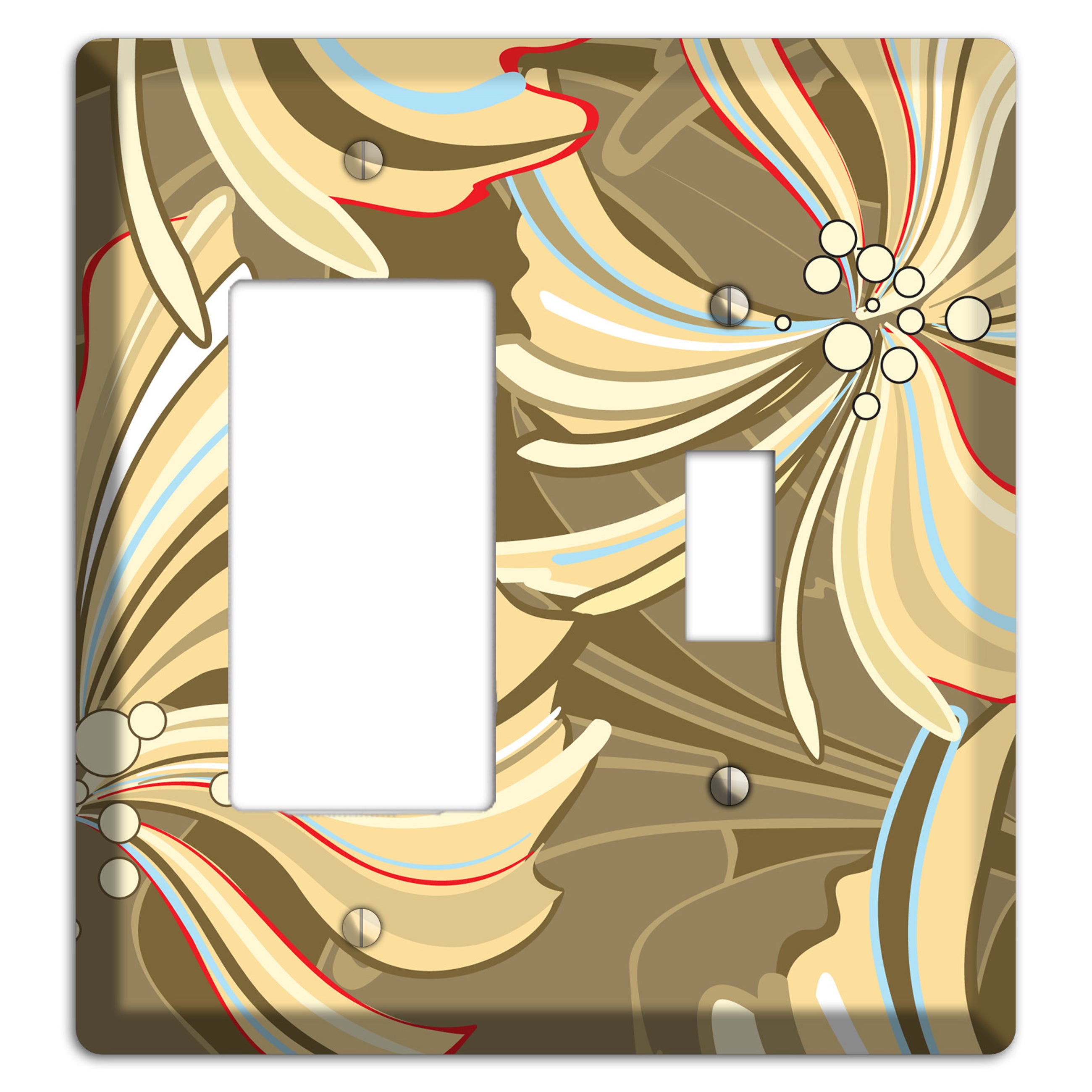 Brown Deco Blossoms Rocker / Toggle Wallplate