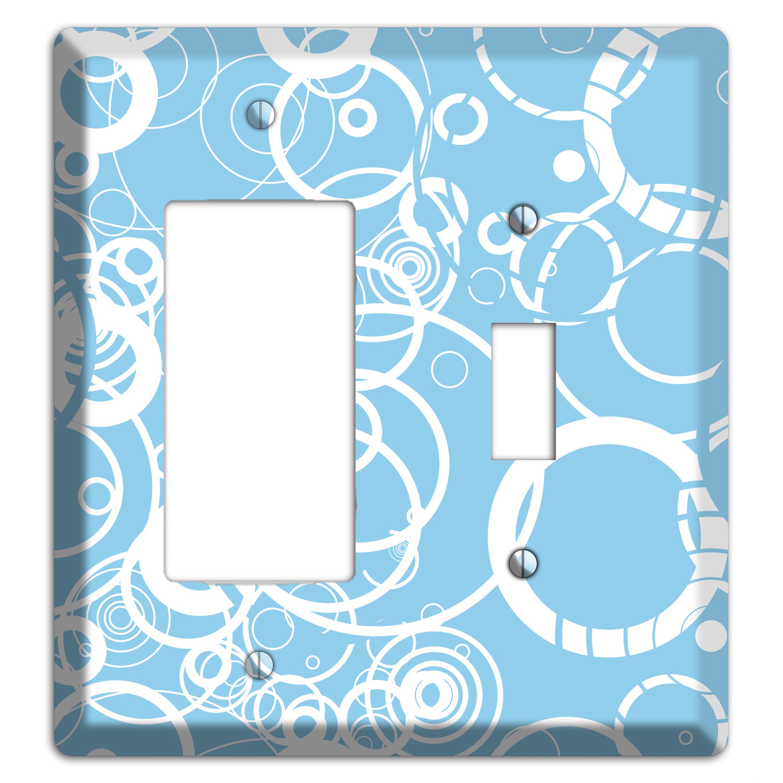 Light Blue Circles Rocker / Toggle Wallplate