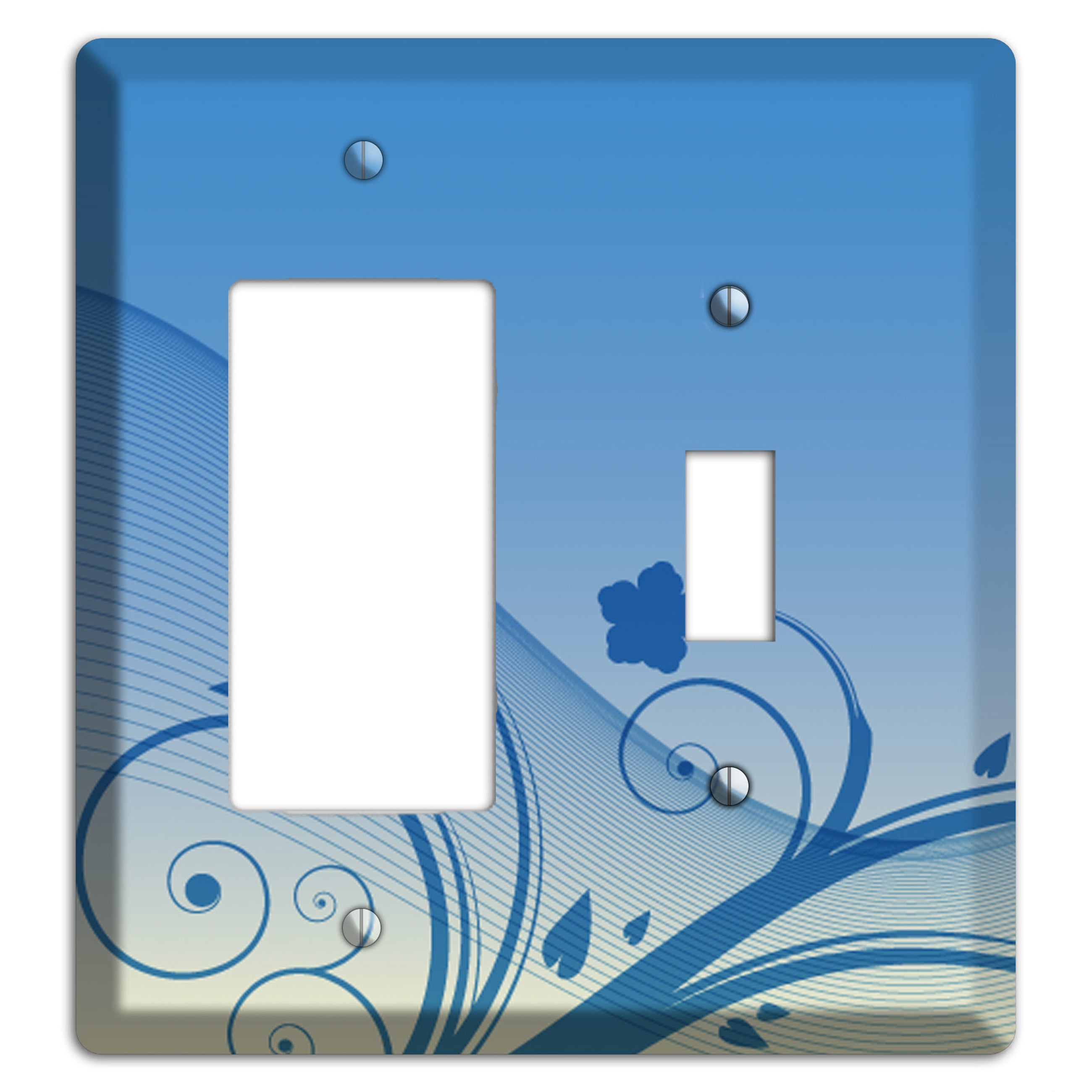 Blue Swirls Rocker / Toggle Wallplate