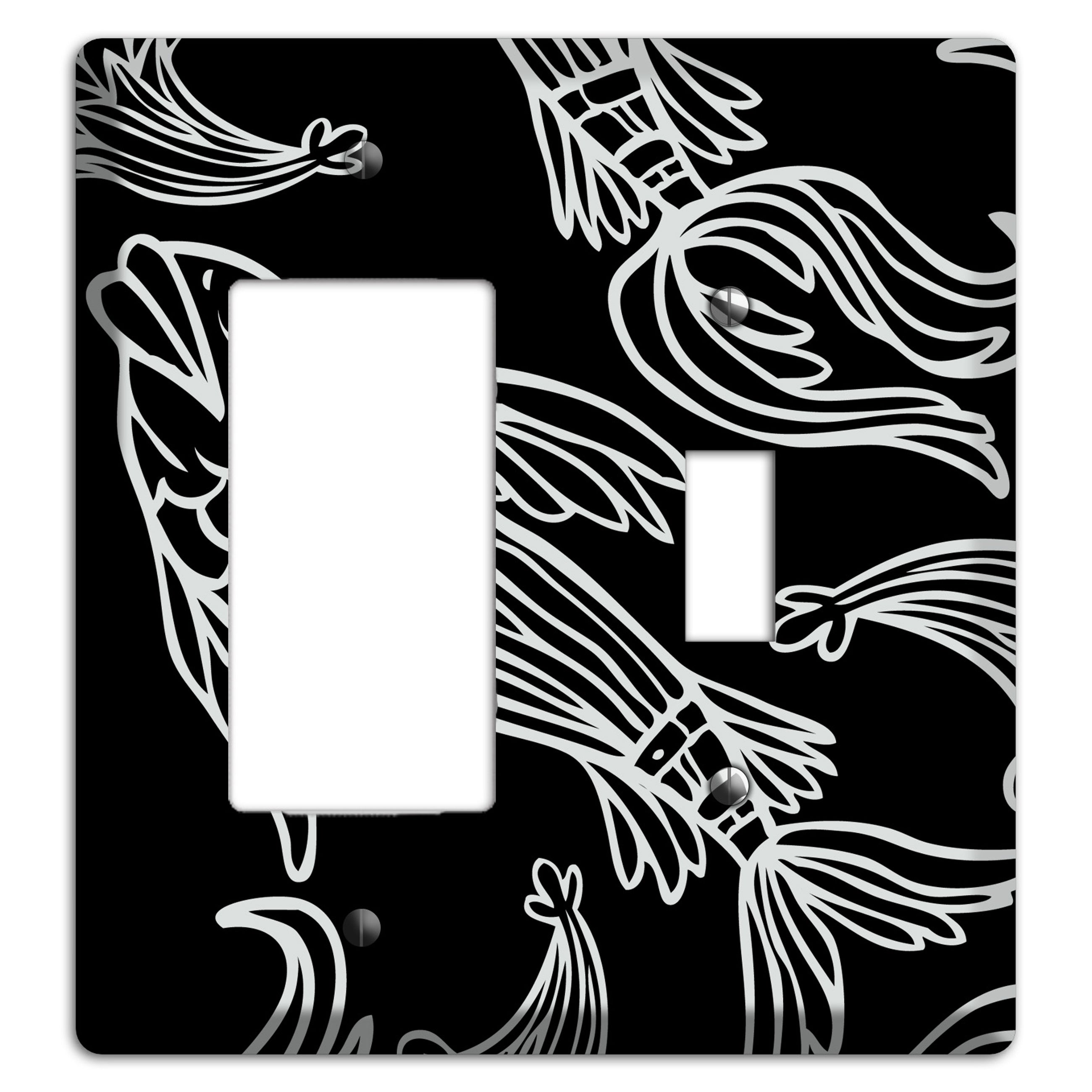 Black and White Koi Rocker / Toggle Wallplate