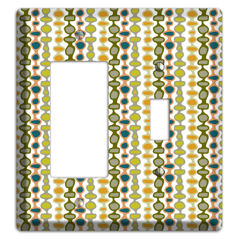 Multi Olive and Mustard Bead and Reel 2 Rocker / Toggle Wallplate