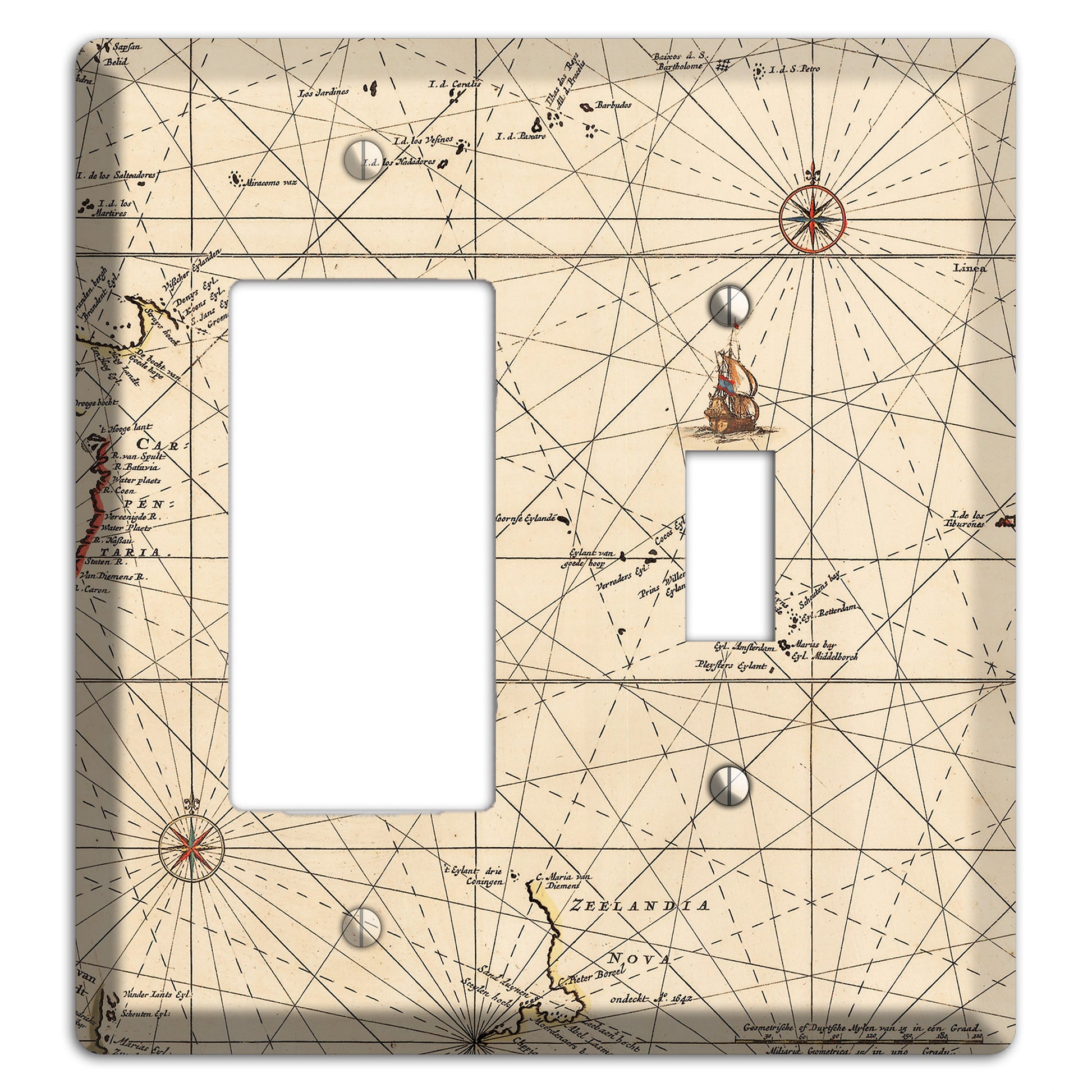Map of New Zealand Rocker / Toggle Wallplate