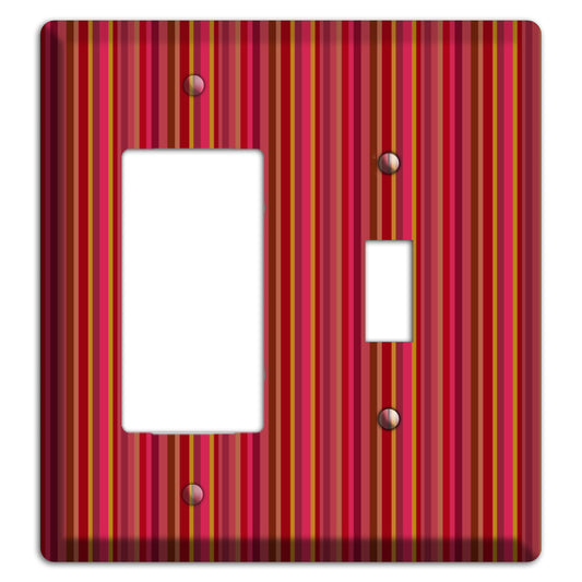 Multi Red Vertical Stripes 2 Rocker / Toggle Wallplate