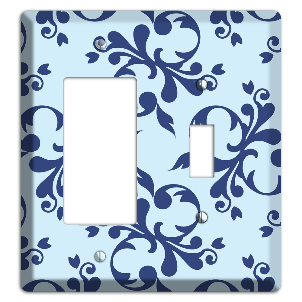 Blue Victorian Toile Rocker / Toggle Wallplate