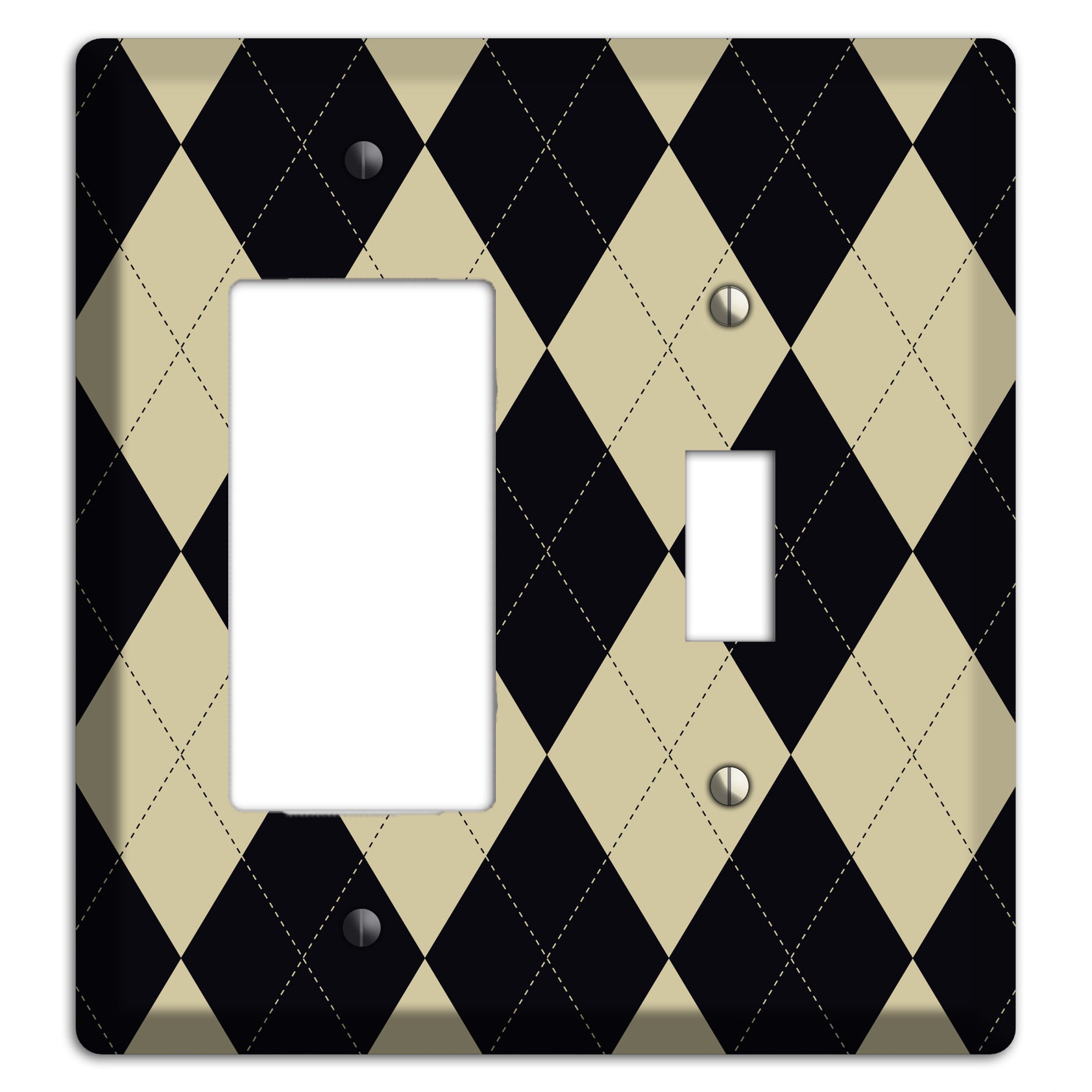 Tan and Black Argyle Rocker / Toggle Wallplate
