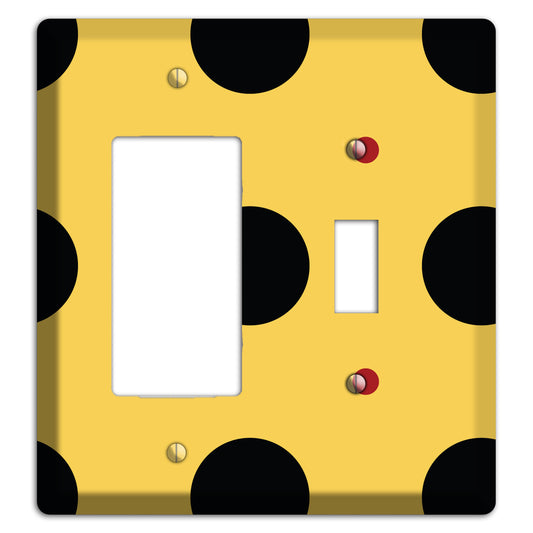 Yellow with Black and Red Multi Tiled Medium Dots Rocker / Toggle Wallplate