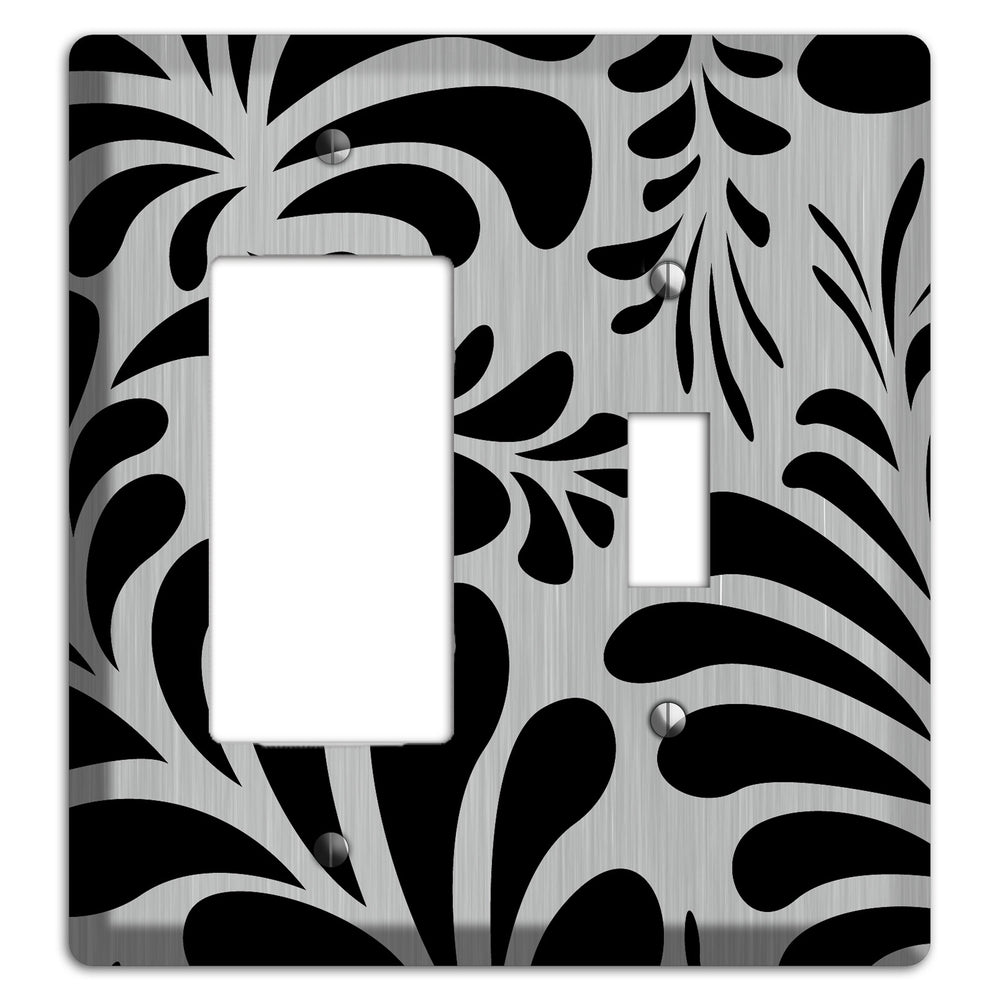 Black Herati Stainless Steel Rocker / Toggle Wallplate